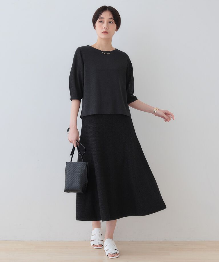INDIVI「春SALE！【洗える／和紙混素材／SETUP可能】バルーンスリーブニット」|ニット・セーター|