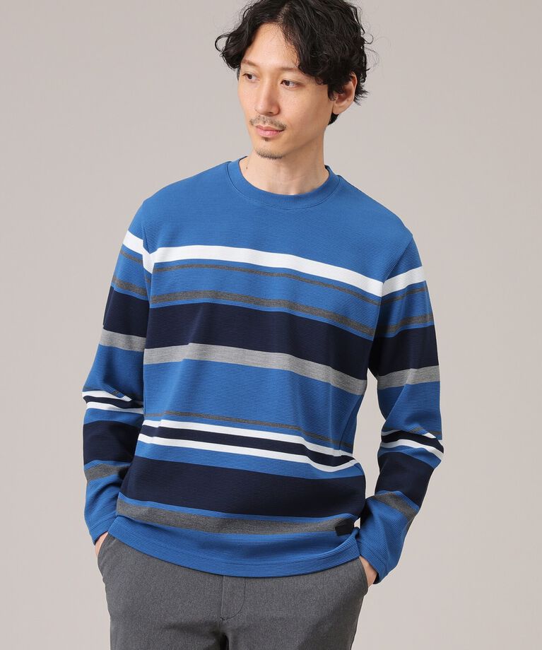 TAKEO KIKUCHI「【Sサイズ～】リップルパネルボーダー」|Tシャツ・カットソー|ブルー(391)