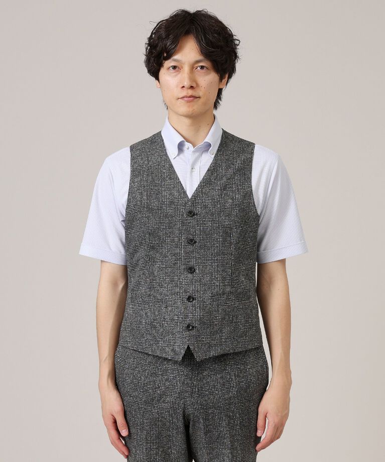 TAKEO KIKUCHI「【抗菌防臭】COOL DOTS（R）グレンチェック ベスト」|ベスト・ジレ|