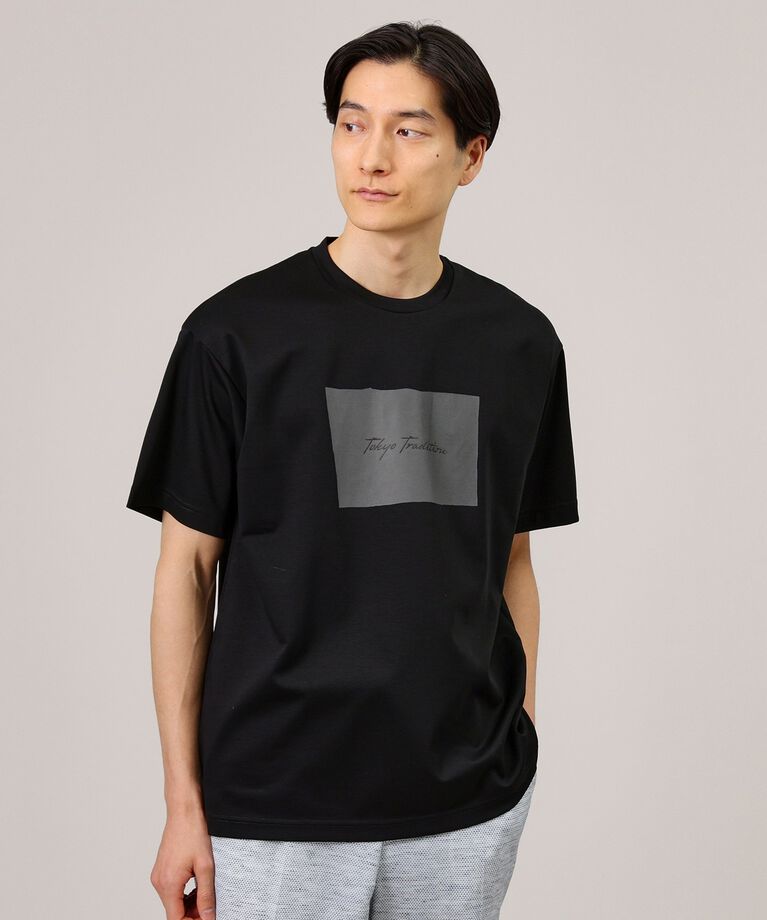 TAKEO KIKUCHI「【日本製/プリントT】ラフタッチ ボックスプリント Tシャツ」|Tシャツ・カットソー|ブラック(019)