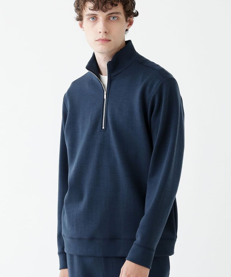 TAKEO KIKUCHI「【THE FLAGSHIP】ウール ダンボール ハーフジップ プルオーバー」|Tシャツ・カットソー|ﾌﾞﾙｰ(093)