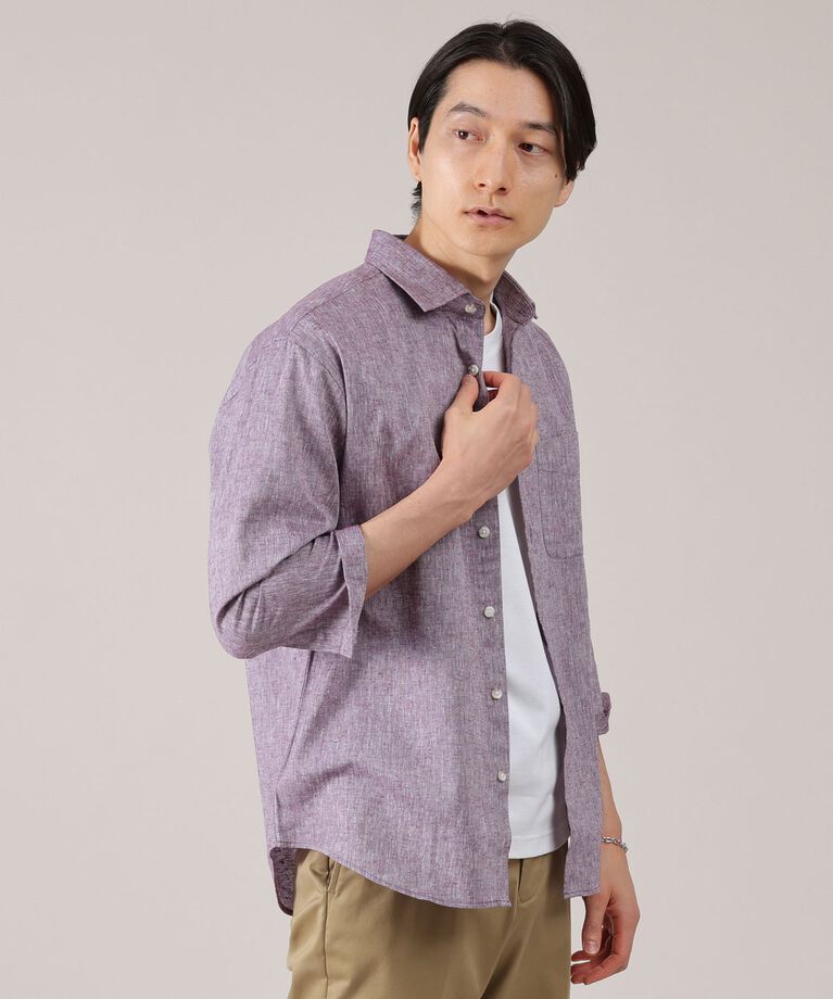 TAKEO KIKUCHI「ハイブリッド リネン 7分袖 シャツ」|シャツ・ブラウス|