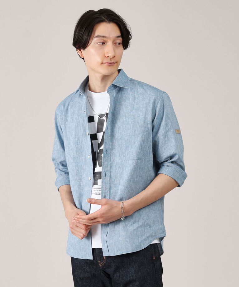 TAKEO KIKUCHI「ハイブリッド リネン 7分袖 シャツ」|シャツ・ブラウス|