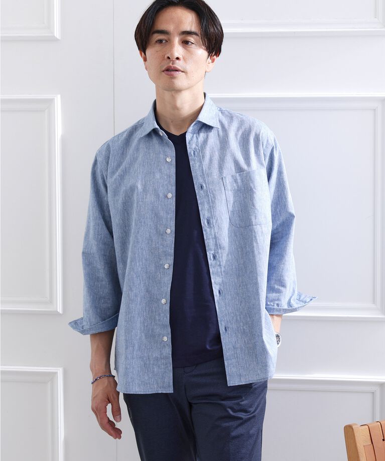 TAKEO KIKUCHI「ハイブリッド リネン 7分袖 シャツ」|シャツ・ブラウス|