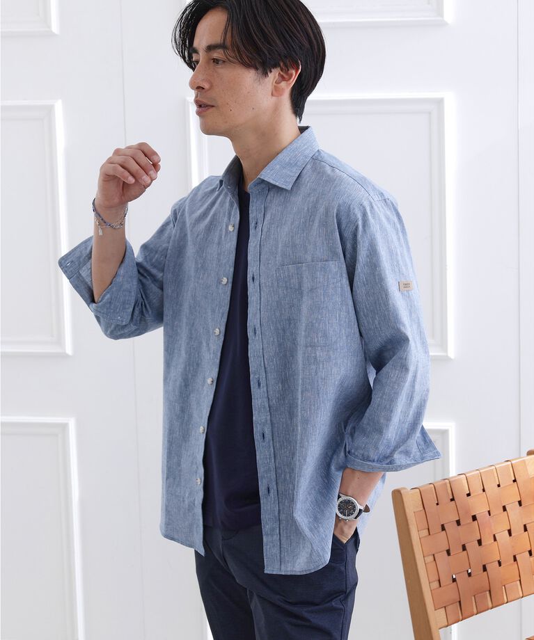 TAKEO KIKUCHI「ハイブリッド リネン 7分袖 シャツ」|シャツ・ブラウス|