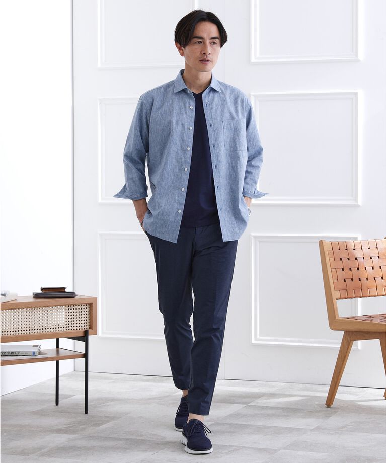 TAKEO KIKUCHI「ハイブリッド リネン 7分袖 シャツ」|シャツ・ブラウス|