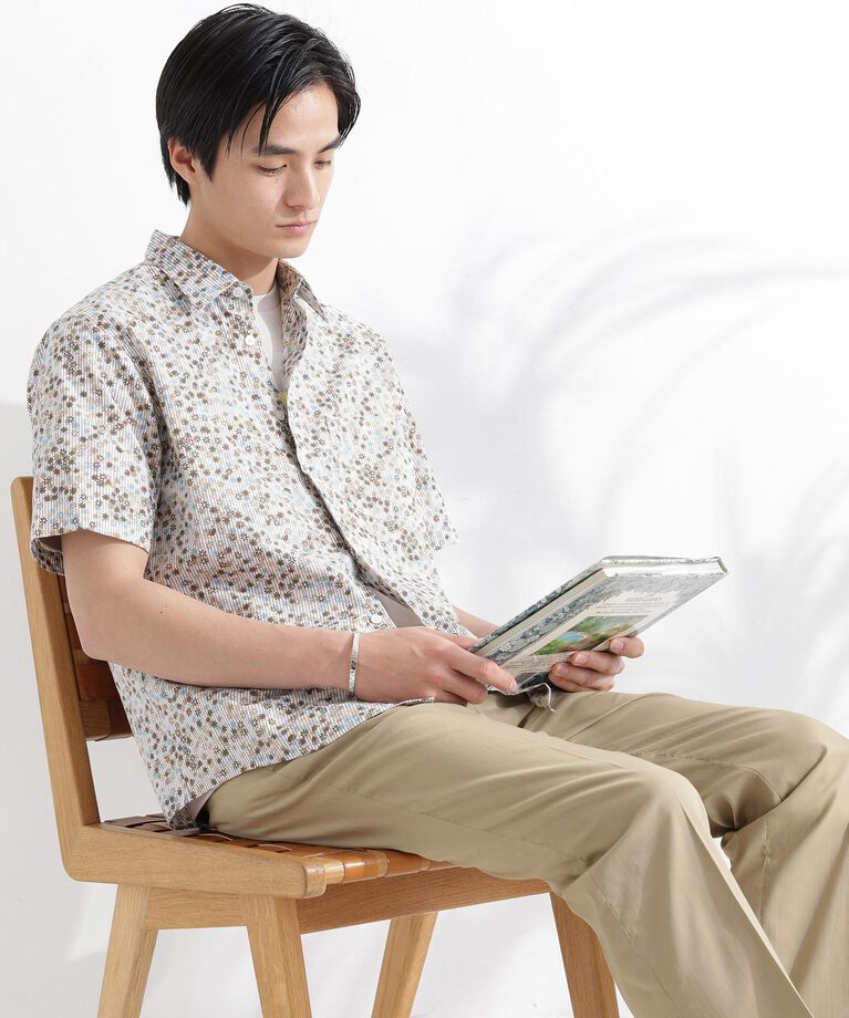 TAKEO KIKUCHI「ストライプ小花プリント 半袖シャツ」|シャツ・ブラウス|