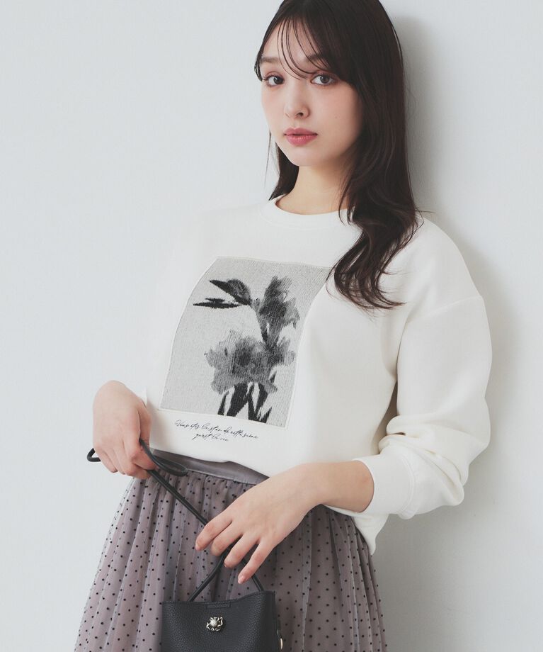 index「フォト刺繍トップス【洗濯機洗い可】」|Tシャツ・カットソー|オフホワイト(003