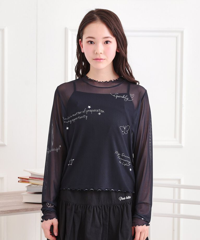 PINK-latte「【セットアイテム】プリントシアープルオーバー＋キャミ」|Tシャツ・カットソー|