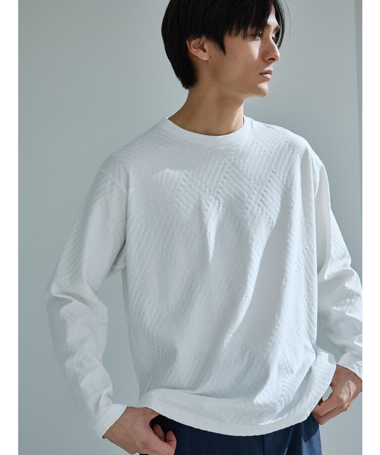 THE SHOP TK「リンクスジャカード長袖Tシャツ ON／OFF兼用」|Tシャツ・カットソー|オフホワイト(003