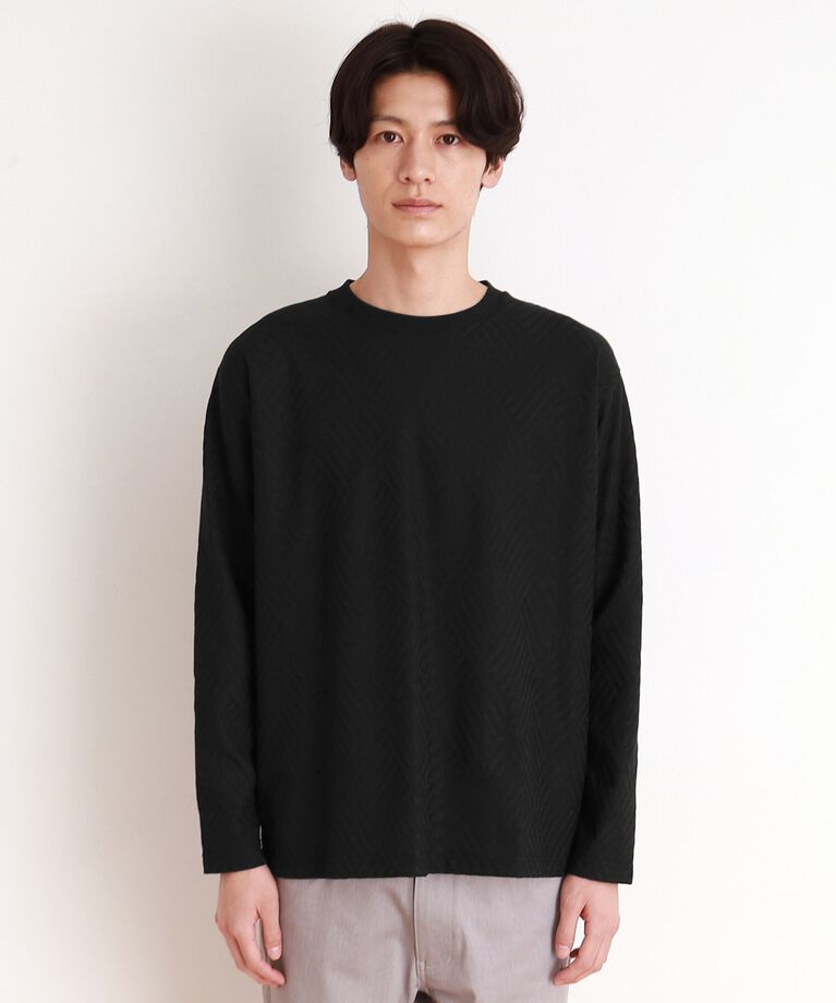 THE SHOP TK「リンクスジャカード長袖Tシャツ ON／OFF兼用」|Tシャツ・カットソー|