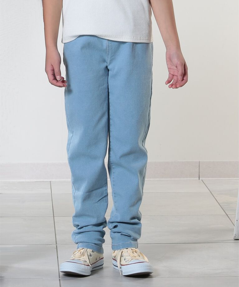 SHOO･LA･RUE「【100-150cm/洗える/男女兼用】ストレッチ デニムスキニーパンツ」|その他|サックスブルー(09