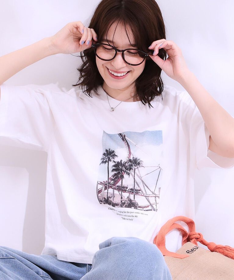 SHOO･LA･RUE「【S-LL/選べる4柄】コットンプリントロゴTシャツ」|Tシャツ・カットソー|ホワイト(101)