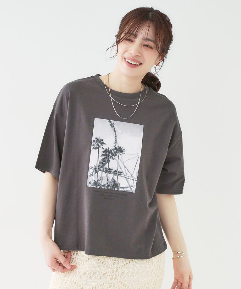 SHOO･LA･RUE「【S-LL/選べる4柄】コットンプリントロゴTシャツ」|Tシャツ・カットソー|