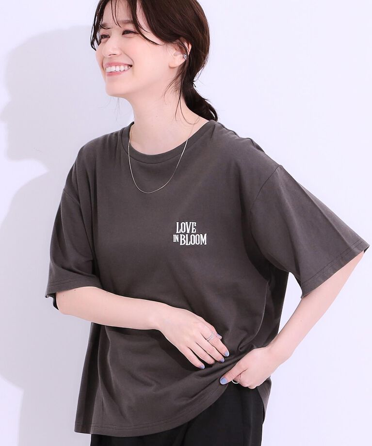 SHOO･LA･RUE「【S-LL/選べる4柄】コットンプリントロゴTシャツ」|Tシャツ・カットソー|チャコールグレー(4