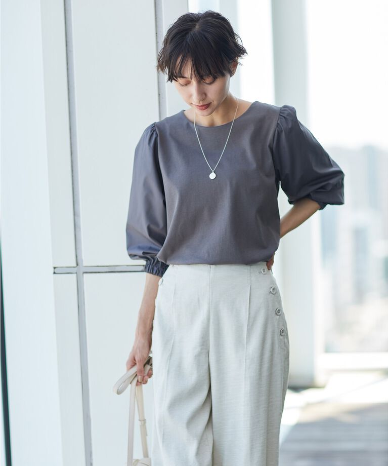 Dessin「【洗える】バルーンスリーブカットソージャージ」|Tシャツ・カットソー|