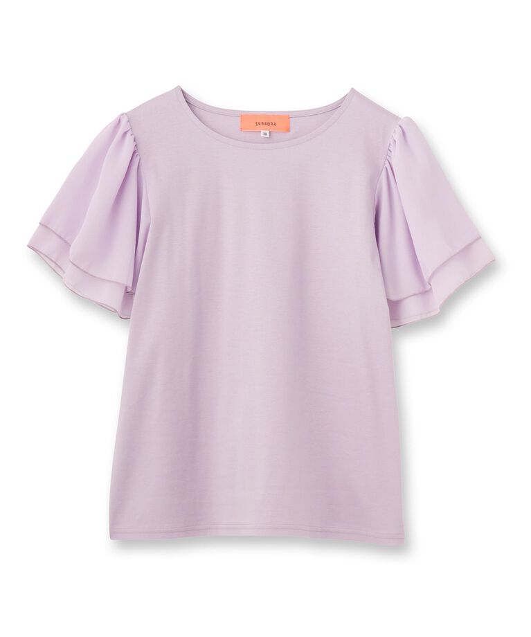 SunaUna「【接触冷感／日本製】シフォンスリーブカットソー」|Tシャツ・カットソー|