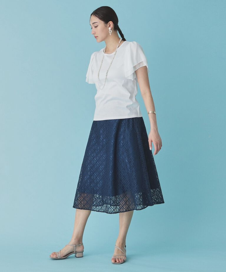 SunaUna「【接触冷感／日本製】シフォンスリーブカットソー」|Tシャツ・カットソー|