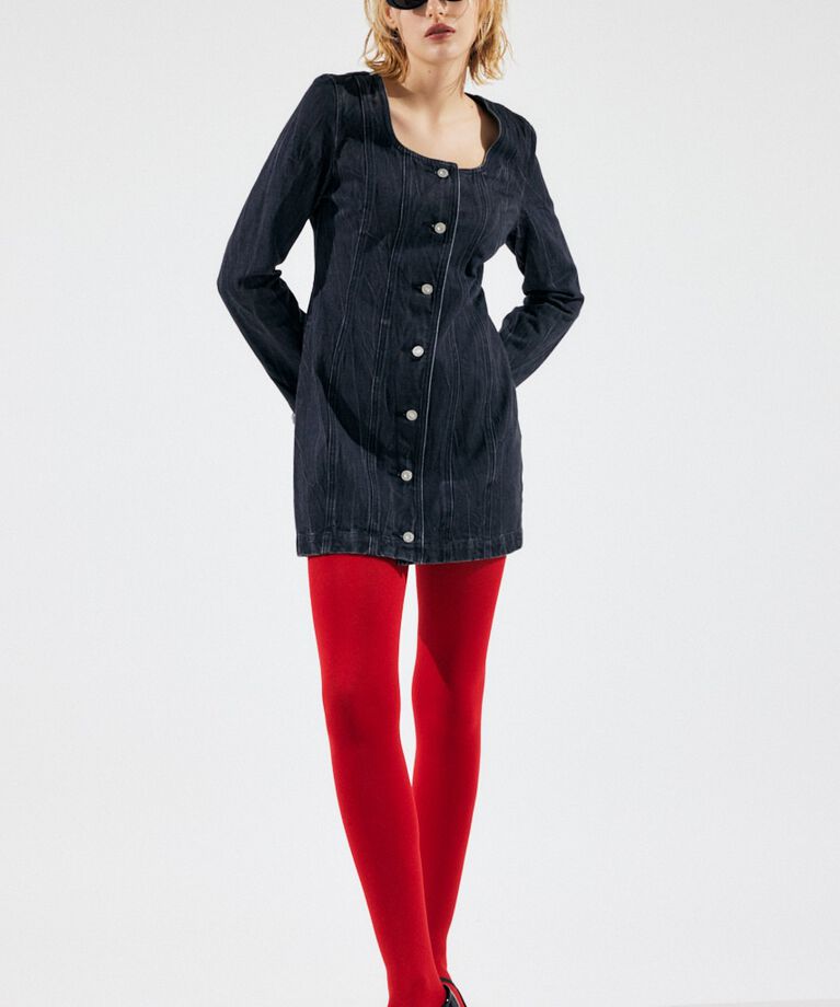 MOUSSY「SCOOP NECK DENIM ミニドレス」|ワンピース|