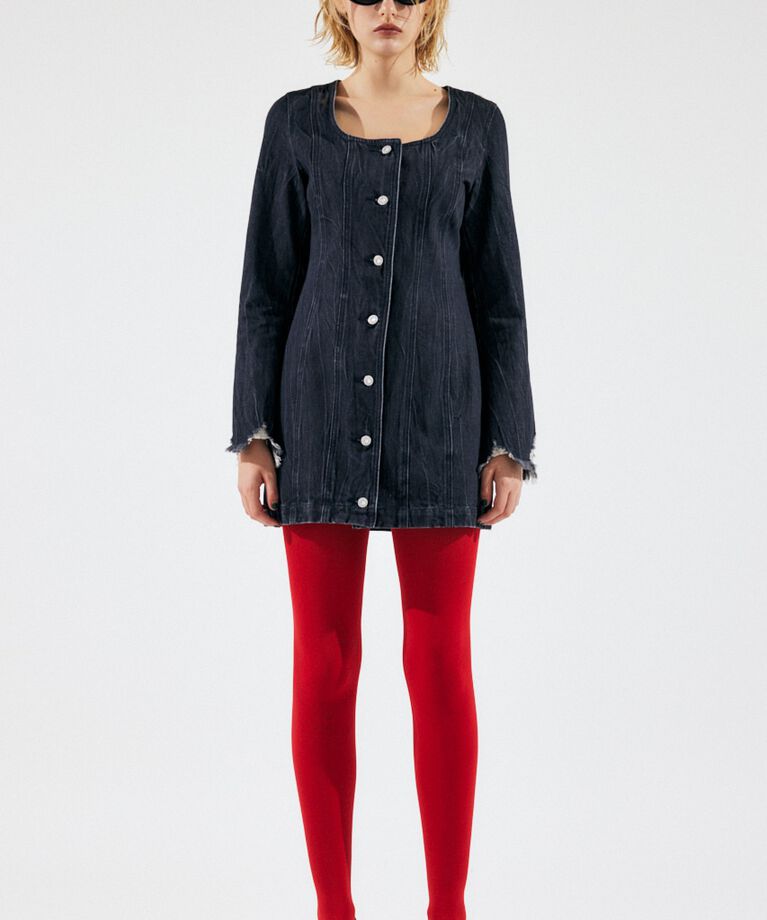 MOUSSY「SCOOP NECK DENIM ミニドレス」|ワンピース|