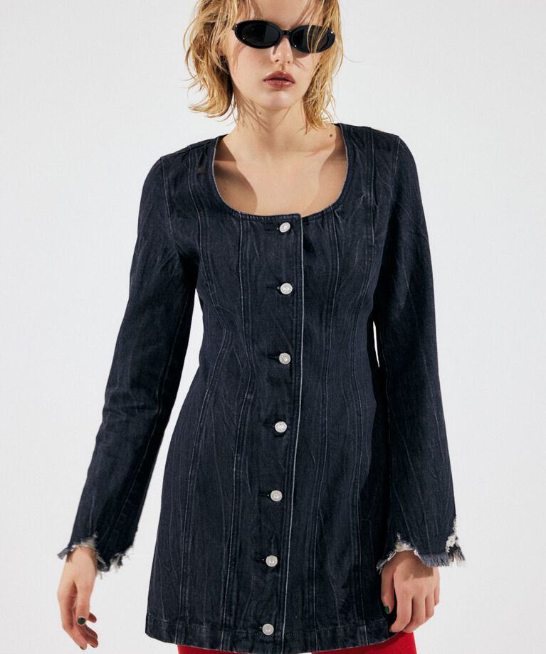 MOUSSY「SCOOP NECK DENIM ミニドレス」|ワンピース|