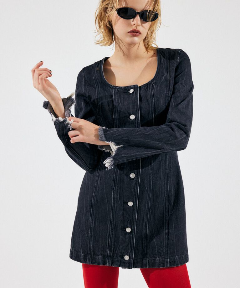 MOUSSY「SCOOP NECK DENIM ミニドレス」|ワンピース|