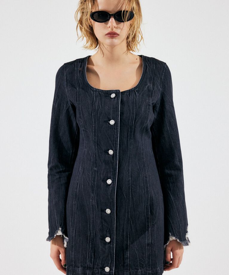 MOUSSY「SCOOP NECK DENIM ミニドレス」|ワンピース|