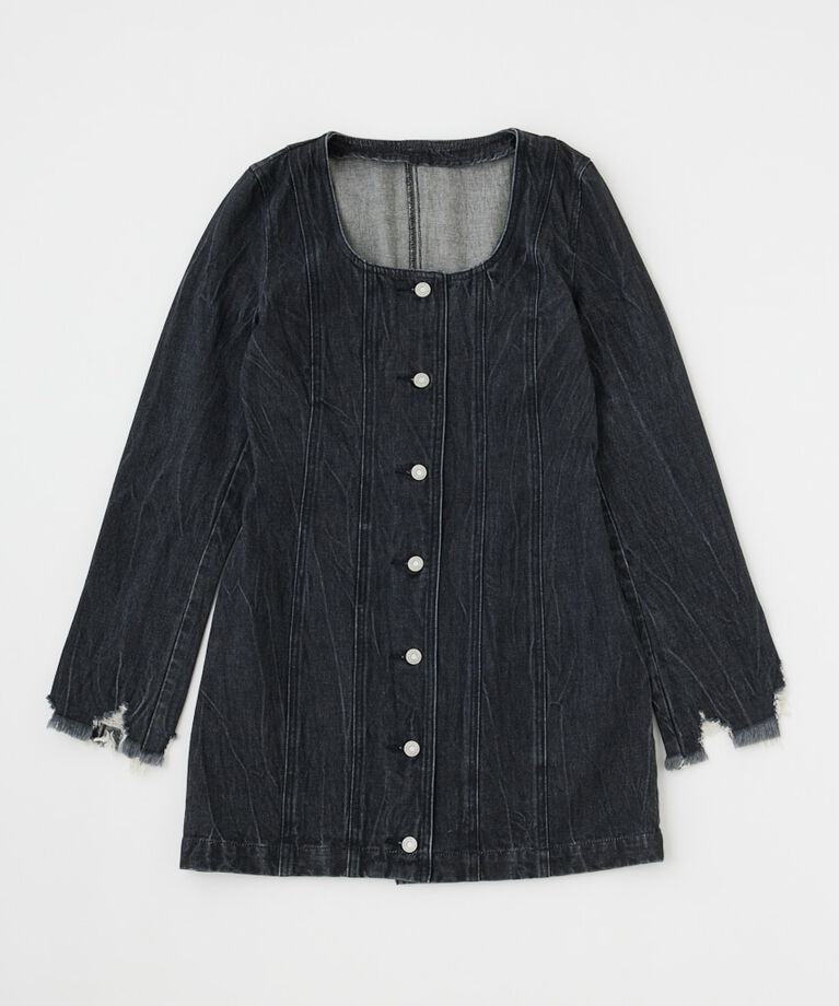 MOUSSY「SCOOP NECK DENIM ミニドレス」|ワンピース|