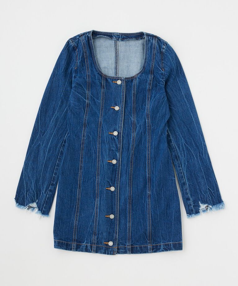 MOUSSY「SCOOP NECK DENIM ミニドレス」|ワンピース|