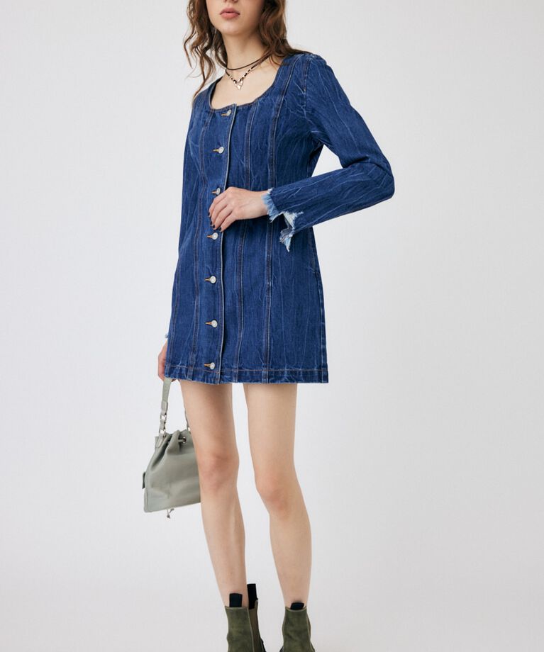 MOUSSY「SCOOP NECK DENIM ミニドレス」|ワンピース|