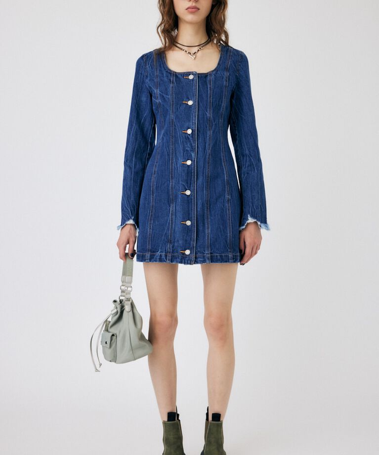 MOUSSY「SCOOP NECK DENIM ミニドレス」|ワンピース|