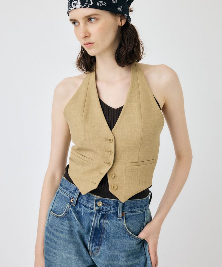 MOUSSY「HALTER NECK SUMMER ベスト」|キャミソール|L/BEG1