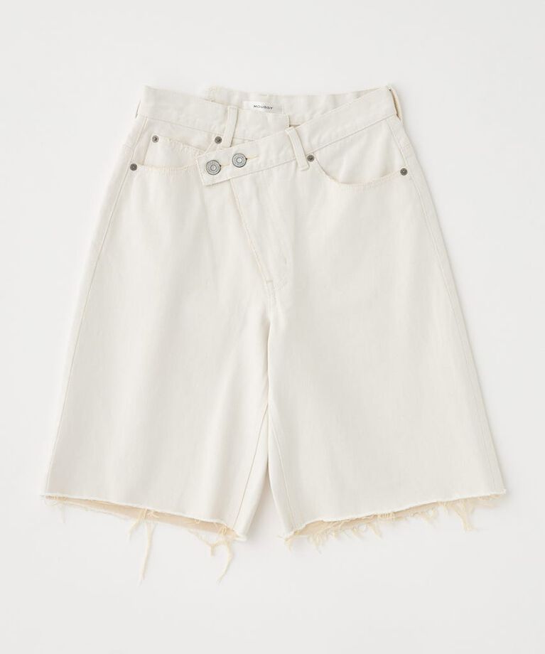 MOUSSY「CROSS WAIST ハーフパンツ」|デニム|