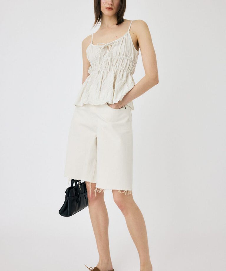 MOUSSY「CROSS WAIST ハーフパンツ」|デニム|