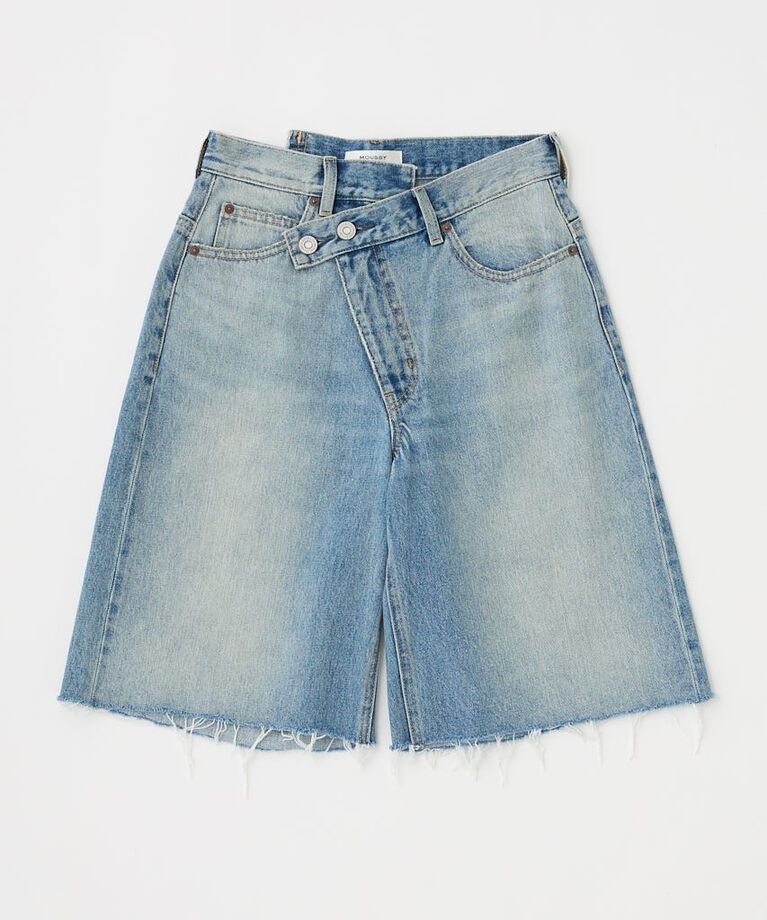 MOUSSY「CROSS WAIST ハーフパンツ」|デニム|