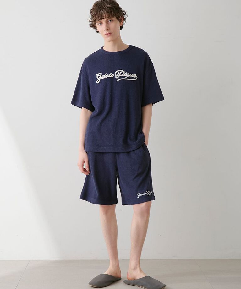 GELATO PIQUE HOMME「【ONLINE限定】【HOMME】パイルロゴ刺繍Tシャツ&ハーフパンツ」|ルームウェア|