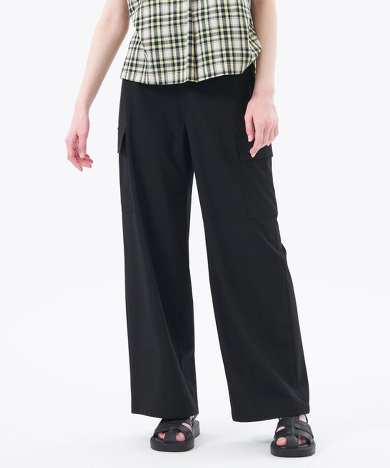 MACKINTOSH PHILOSOPHY「ストレッチツイルワイドパンツ」|カーゴ|ブラック