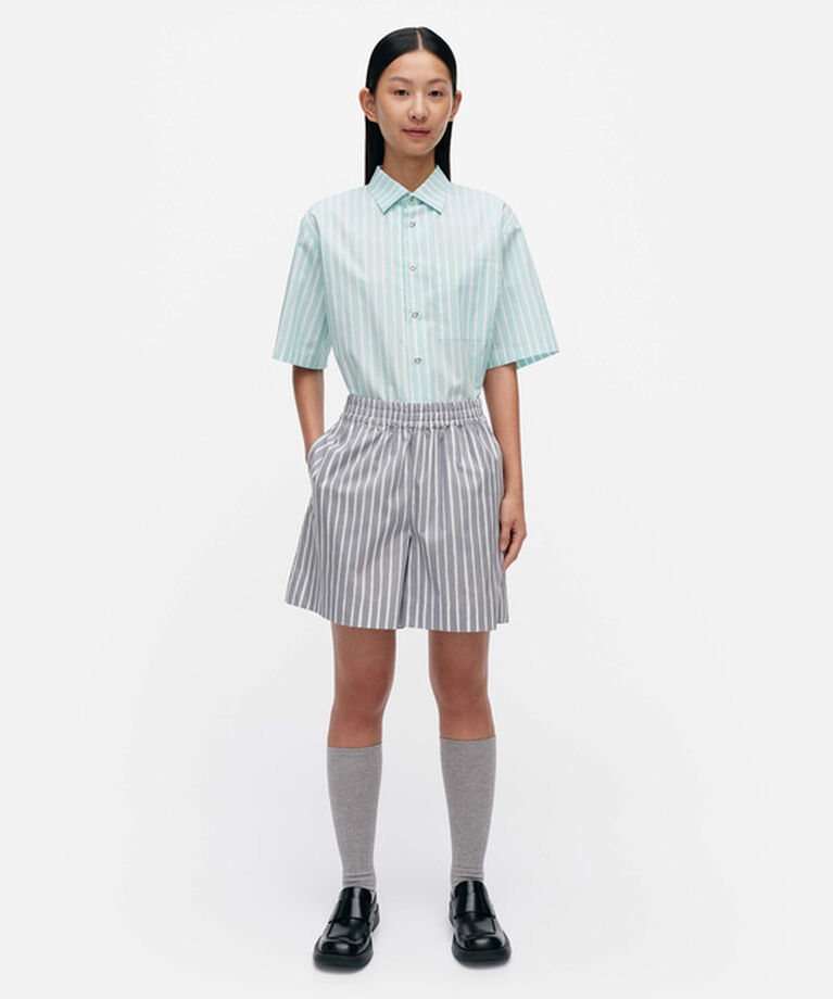 Marimekko「Jokapoika ショートパンツ」|チノ|グレー×ホワイト