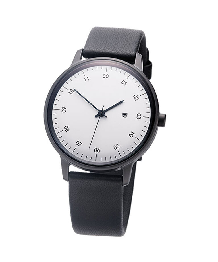 sazare「<sazare (ｻｻﾞﾚ) > 38mm ﾌﾞﾗｯｸｹｰｽ ﾎﾜｲﾄ ﾌﾞﾗｯｸﾚｻﾞｰﾍﾞﾙﾄ」|腕時計|BLACK