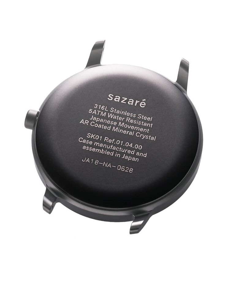 sazare「<sazare (ｻｻﾞﾚ) > 38mm ﾌﾞﾗｯｸｹｰｽ ﾎﾜｲﾄ ﾌﾞﾗｯｸﾚｻﾞｰﾍﾞﾙﾄ」|腕時計|