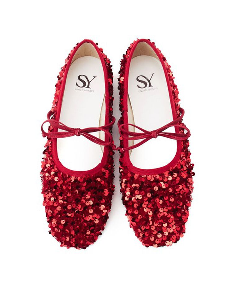 ODETTE E ODILE「＜SY＞スパンコールバレエ フラット10●↑」|バレエシューズ|RED