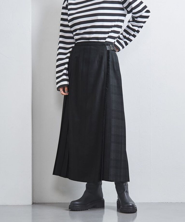 UNITED ARROWS「＜TICCA＞シャドウチェック プリーツスカート」|スカート|BLACK