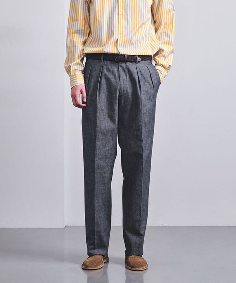 UNITED ARROWS「シャンブレー ストレート ２インプリーツ スラックス」|スラックス|