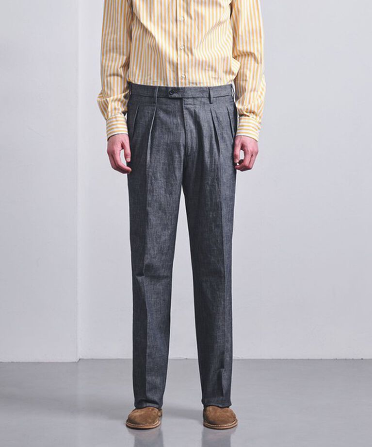 UNITED ARROWS「シャンブレー ストレート ２インプリーツ スラックス」|スラックス|