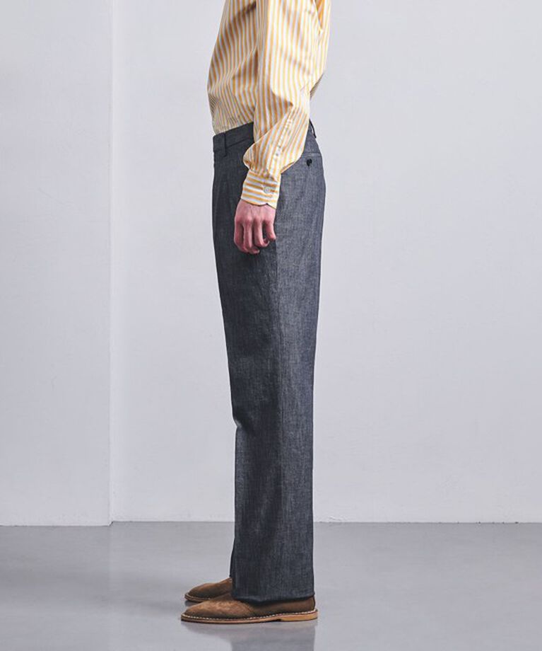 UNITED ARROWS「シャンブレー ストレート ２インプリーツ スラックス」|スラックス|