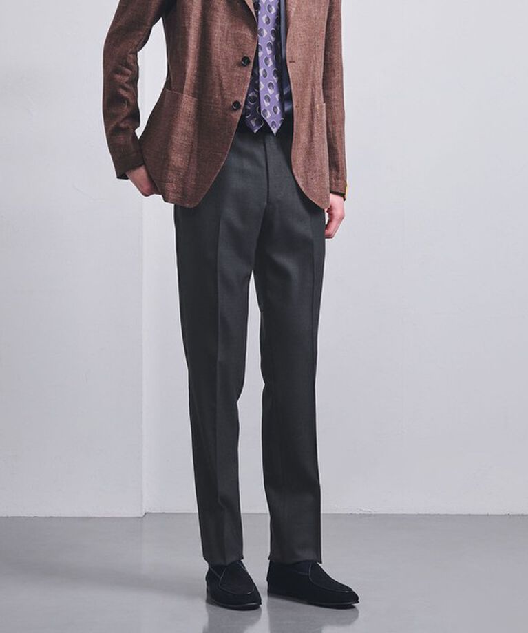 UNITED ARROWS「サージ ノープリーツ スラックス」|スラックス|DK.GRAY