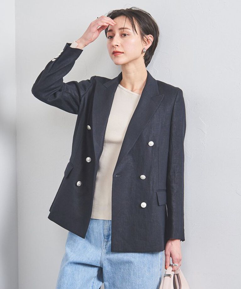UNITED ARROWS「リネン ブレザー ジャケット」|テーラードジャケット|NAVY