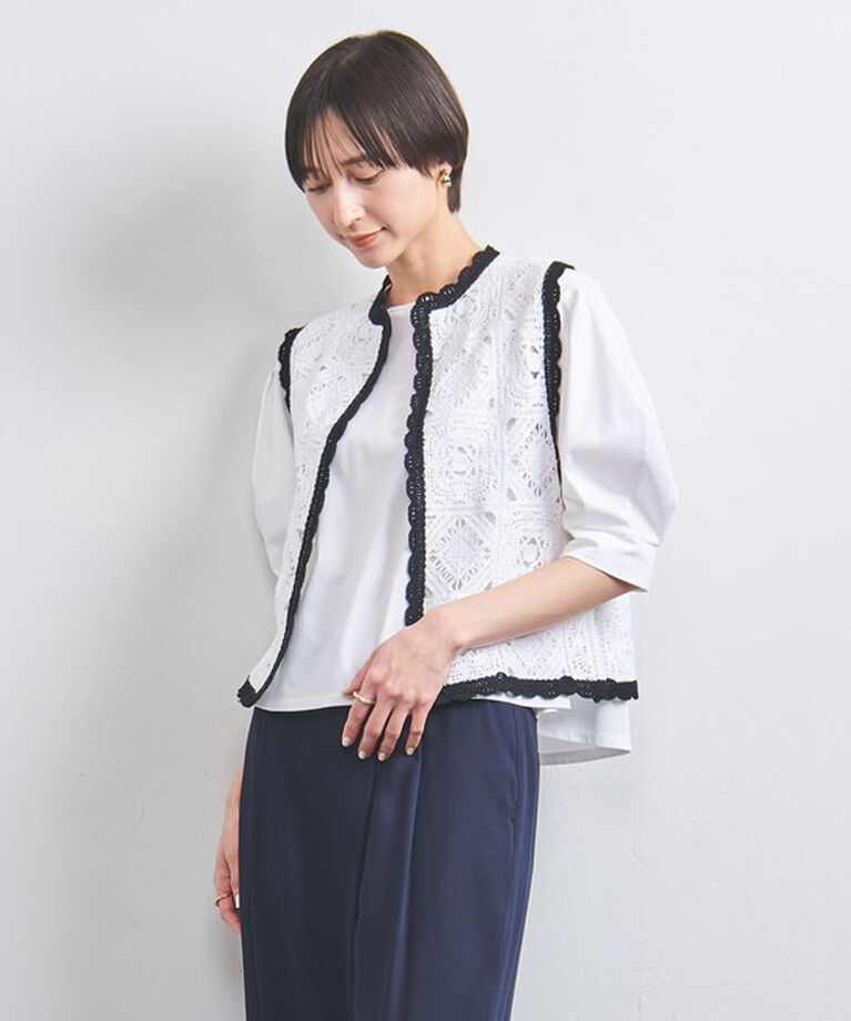 UNITED ARROWS「クロッシー エンブロイダリー ニットベスト」|ベスト・ジレ|OFF WHITE