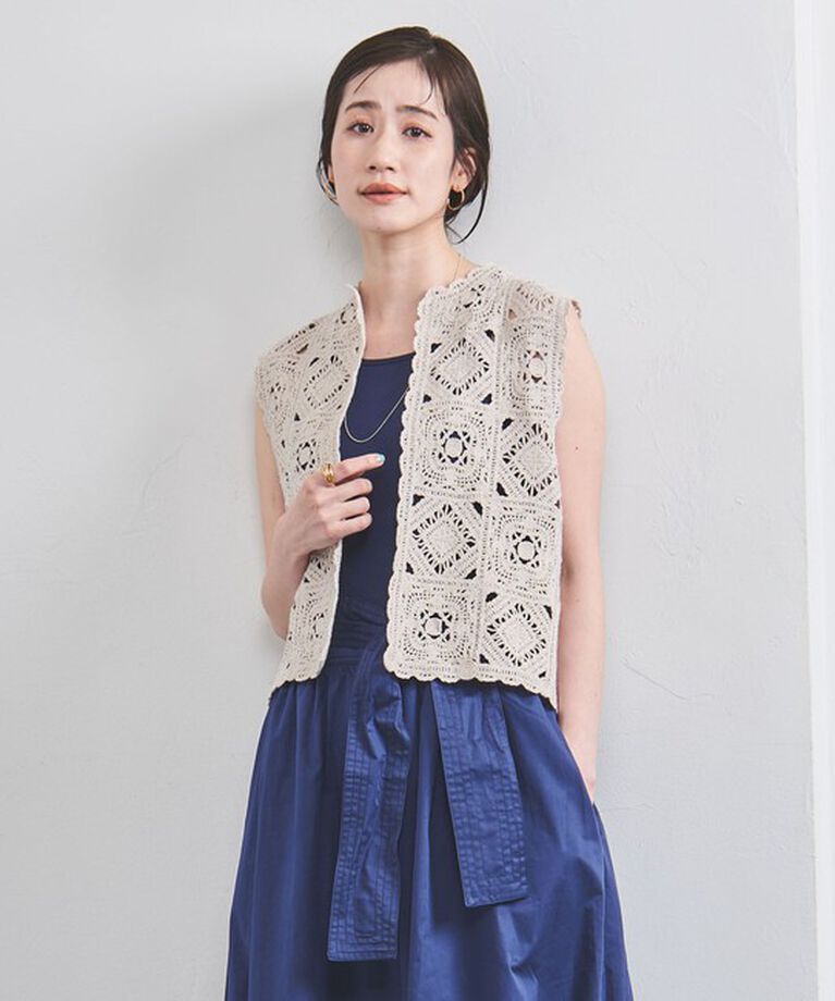 UNITED ARROWS「クロッシー エンブロイダリー ニットベスト」|ベスト・ジレ|NATURAL