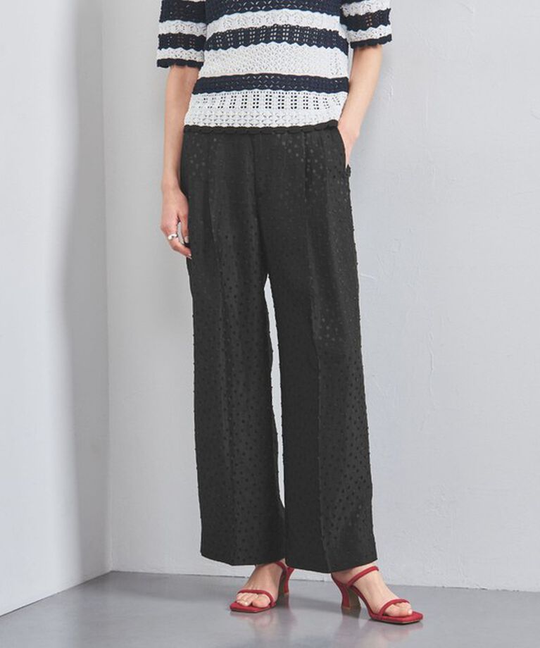 UNITED ARROWS「ドット サテン 2タック ワイドパンツ」|その他|BLACK